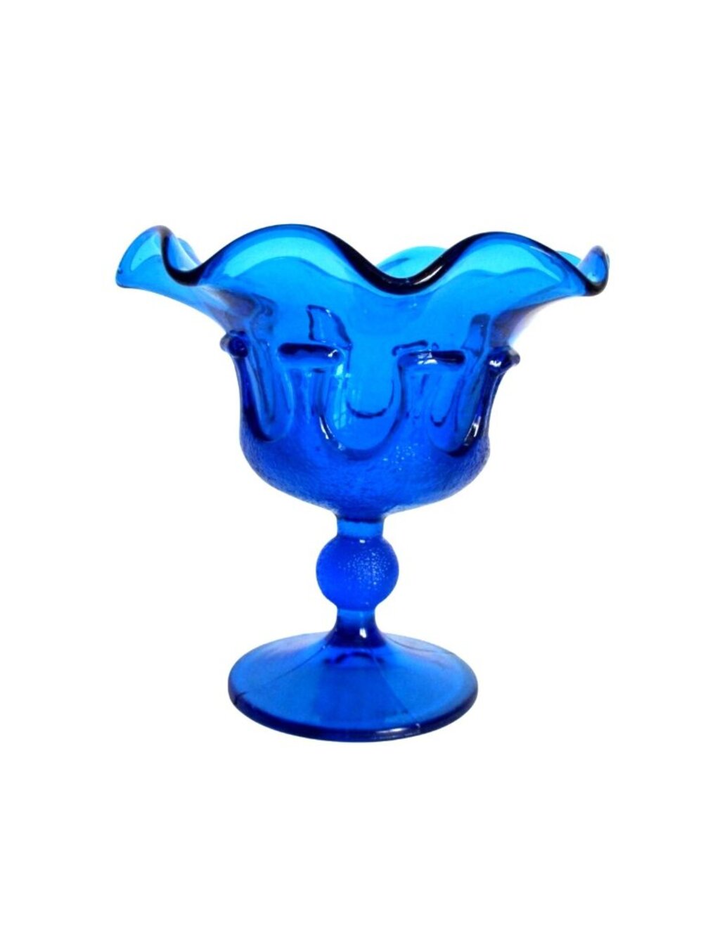 Vintage Stelvia Glass Pedestal Compote Bowl MCM Decor